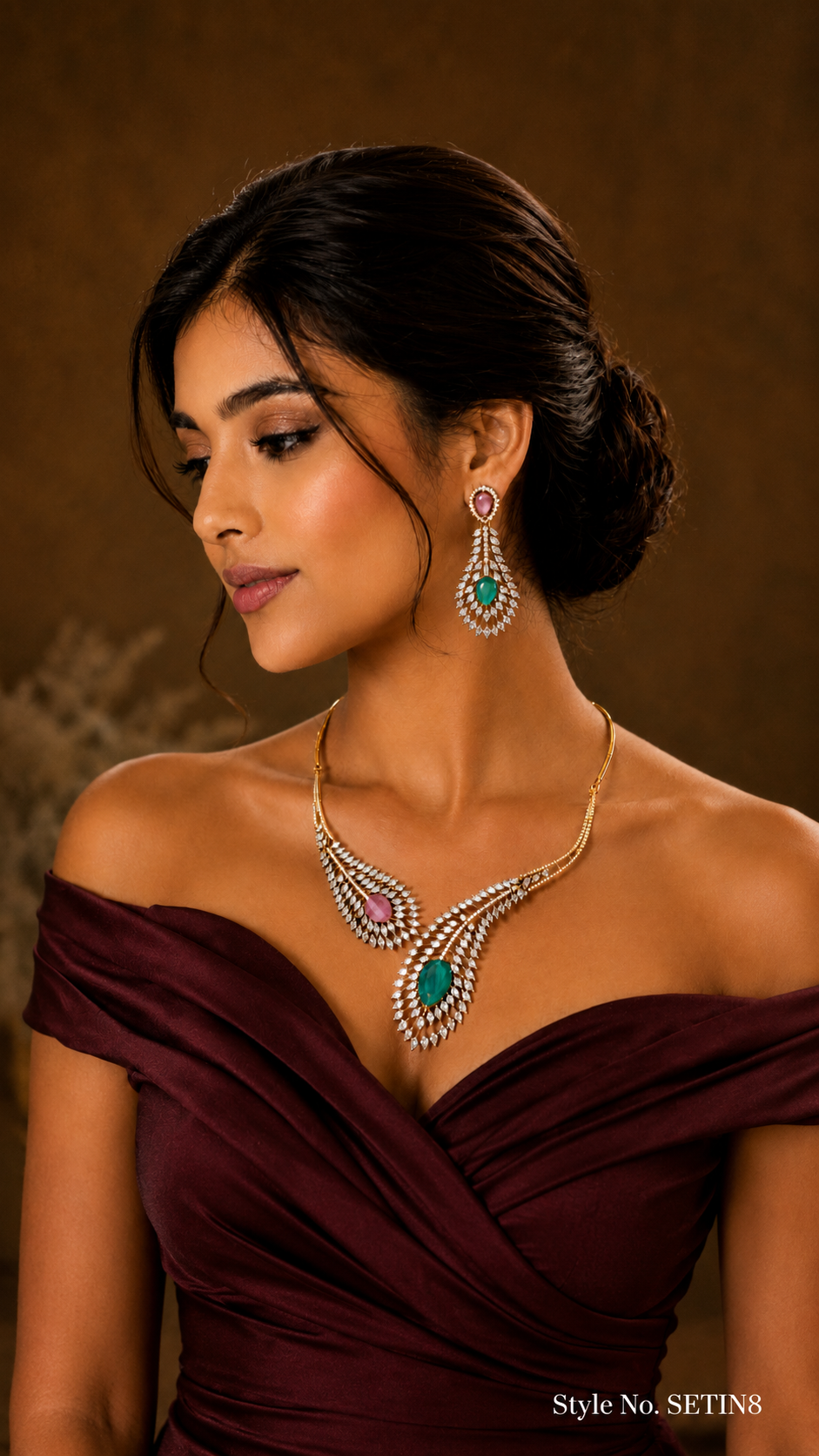 Multicolor Crystal Necklace and Earring Set | SETIN8