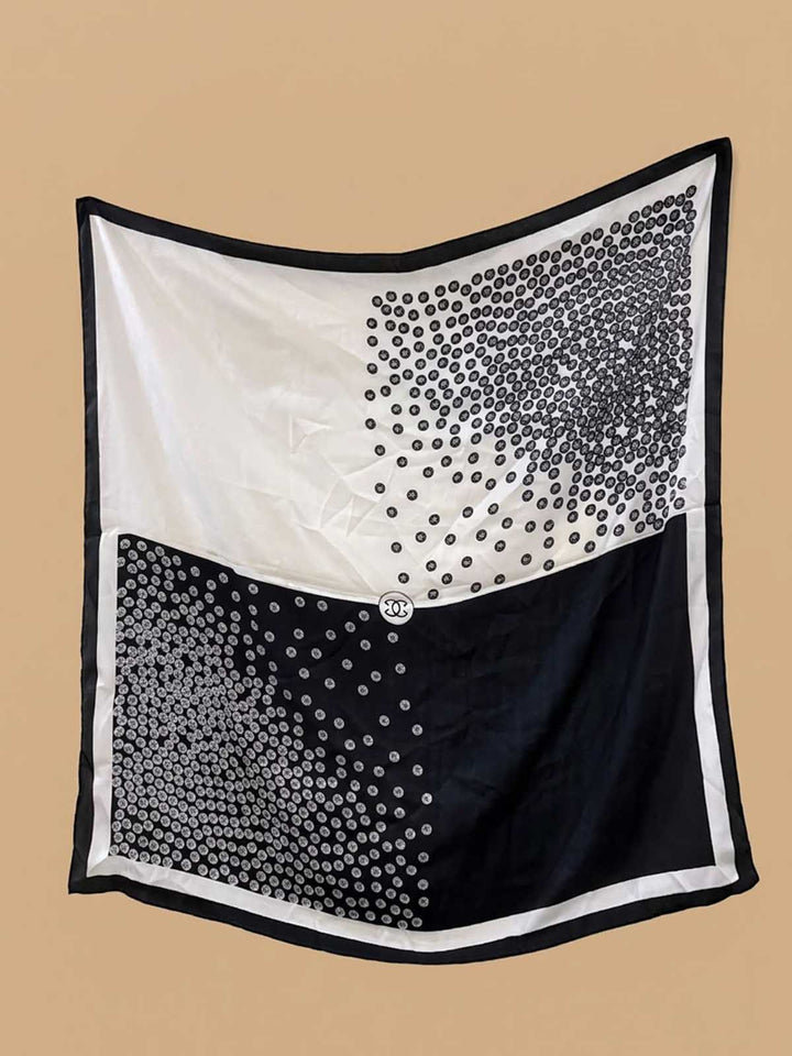 Square Gradient Polka Dot Scarf with Central Medallion Accent