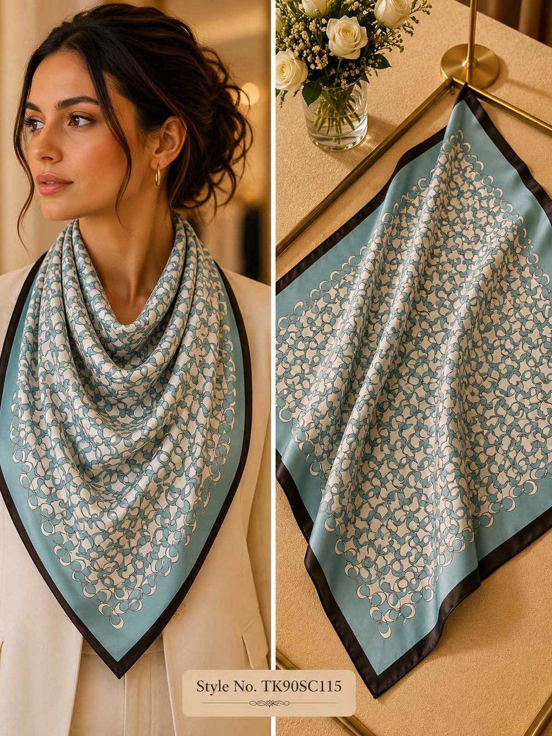 Square Lattice Starburst Scarf with Solid Border Frame