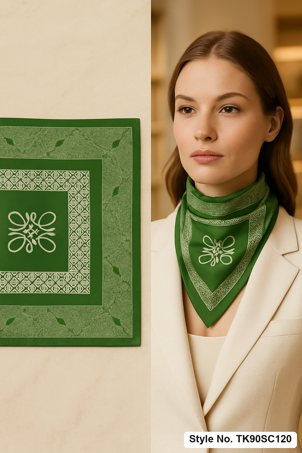 Emerald Heritage Printed Silk Scarf