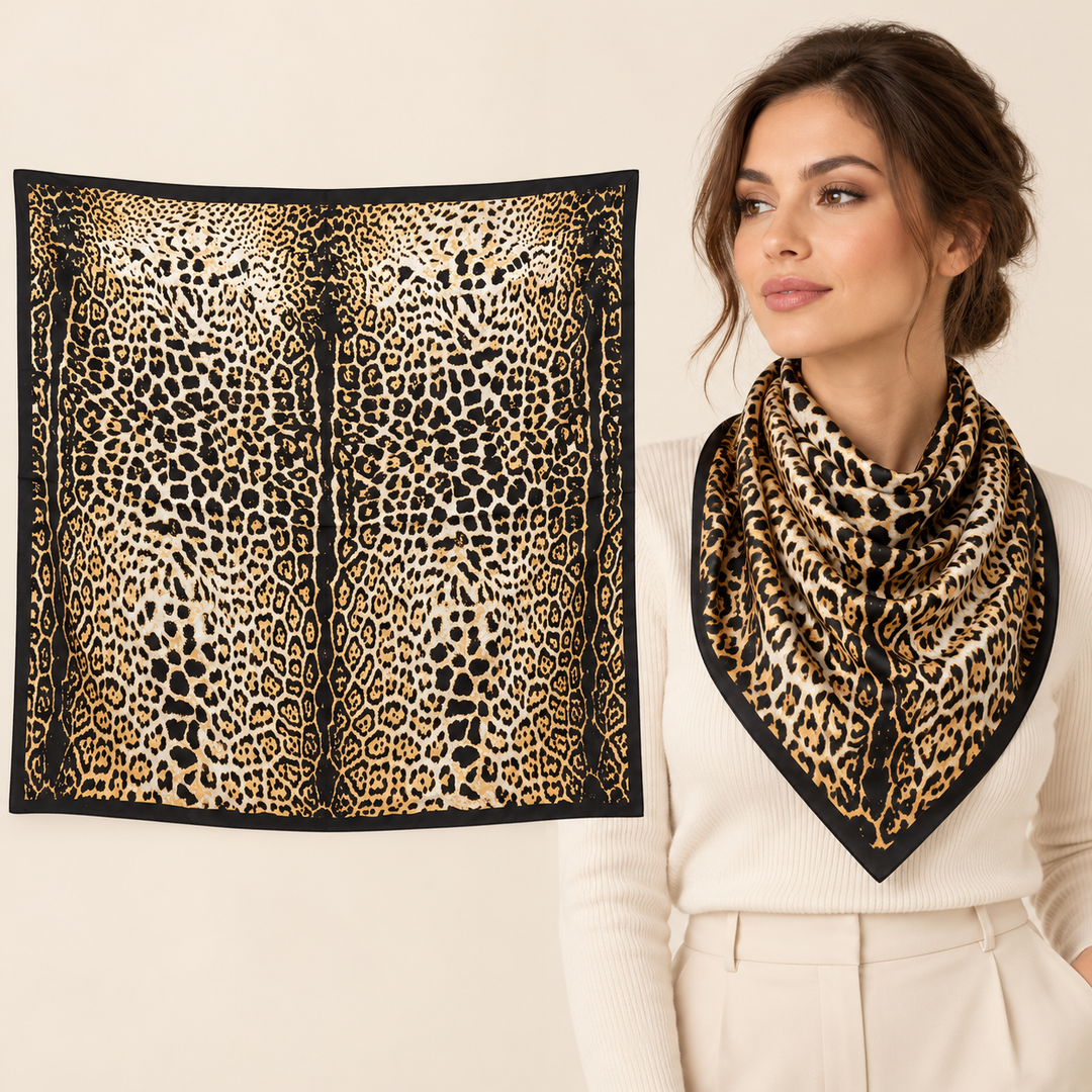 Tan and Black Leopard-Print Scarf – TK90SC165