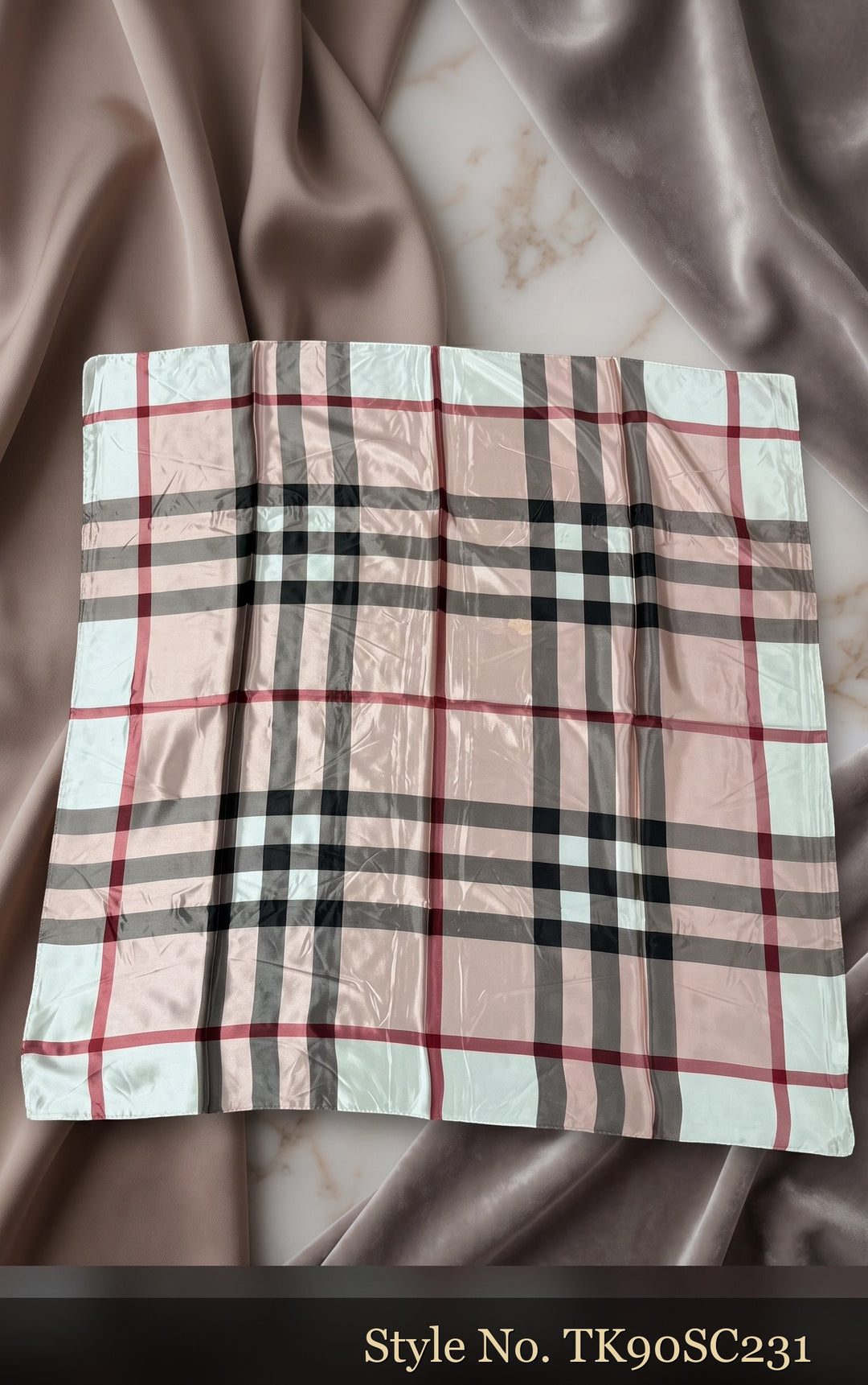 Beige Plaid Scarf with Red and Black Lines – TK90SC231