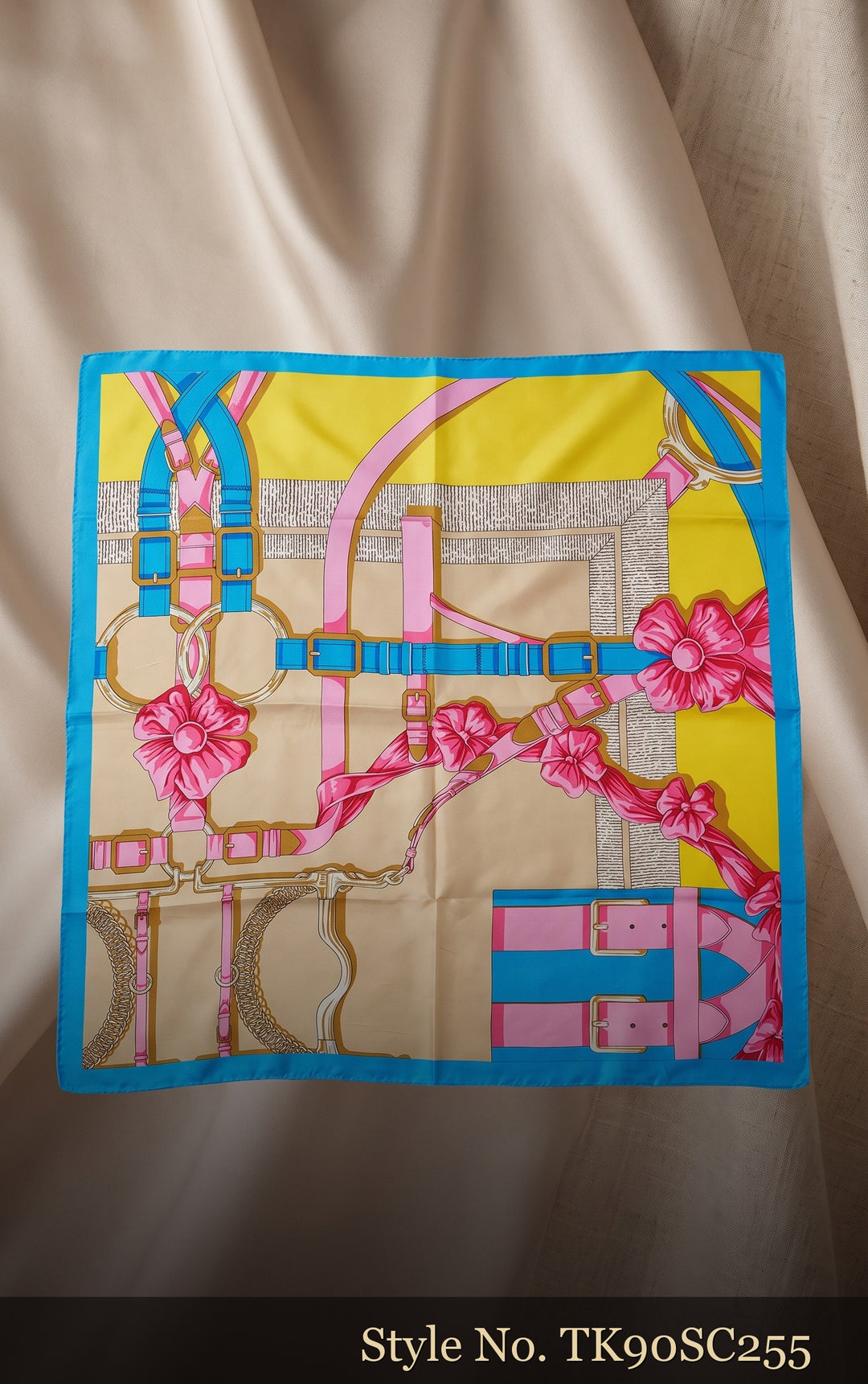 Bright Multicolor Scarf with Floral and Geometric Blocks – TK90SC255