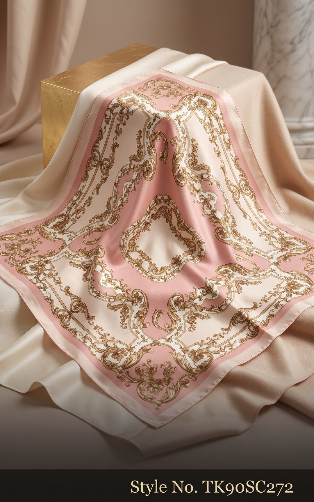 Blush Pink Scarf with Ornamental Medallion Panels – TK90SC272
