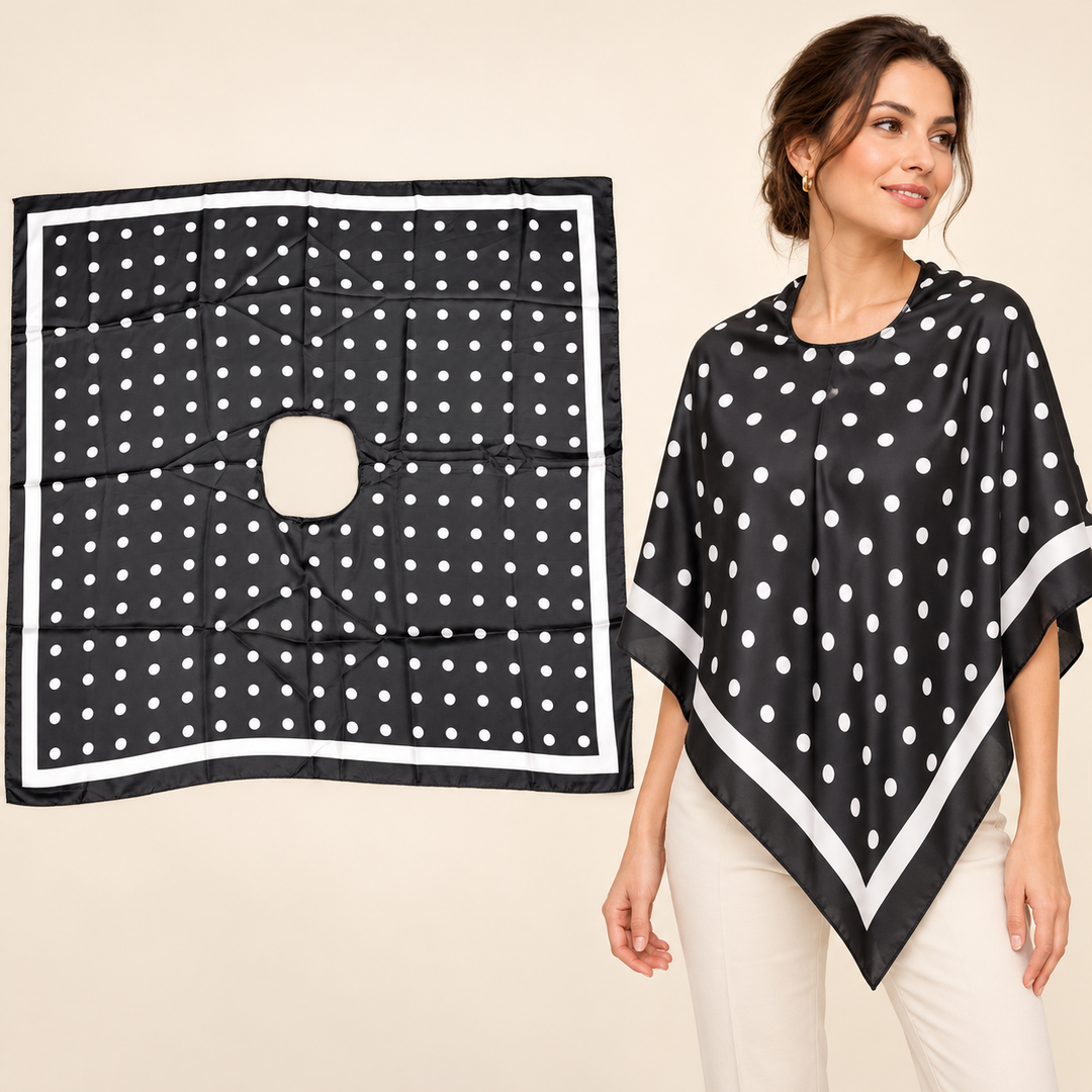 Charcoal Dotted Scarf with Orange Geometric Border – TK90SC357