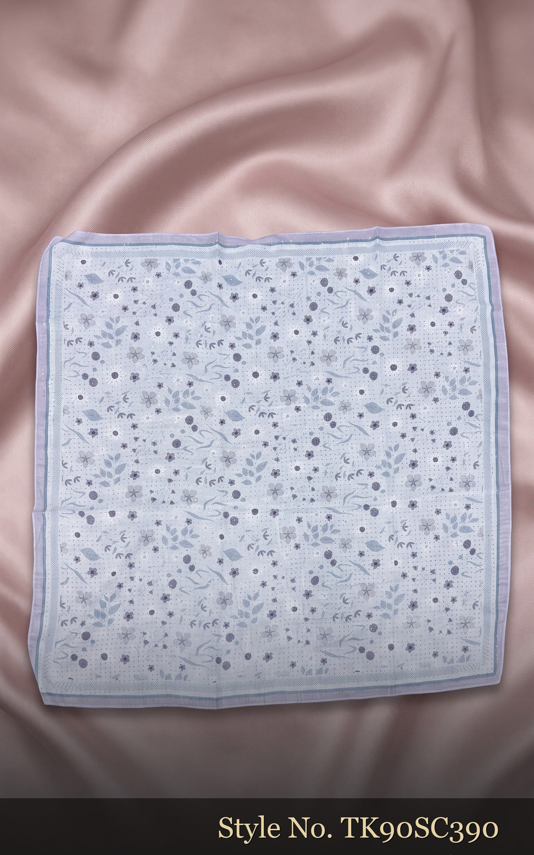 Pale Blue Scarf with Tiny Blue Floral Sprigs – TK90SC390