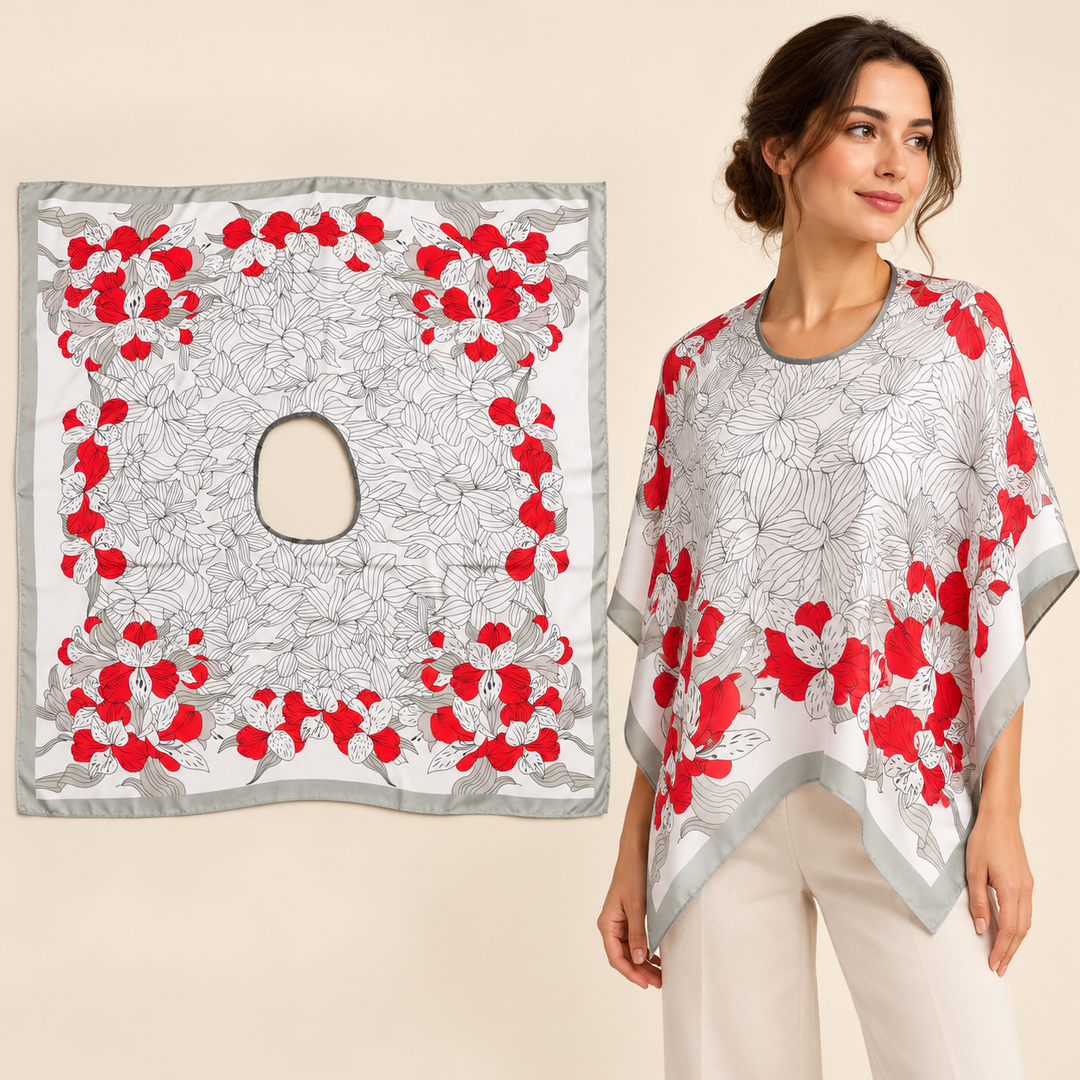 Charcoal Scarf with Ivory Ornamental Frame – TK90SC391