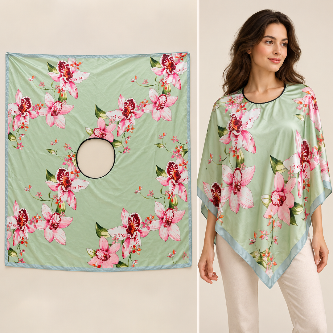 Mint Scarf with Pink Cherry Blossom Branches – TK90SC397