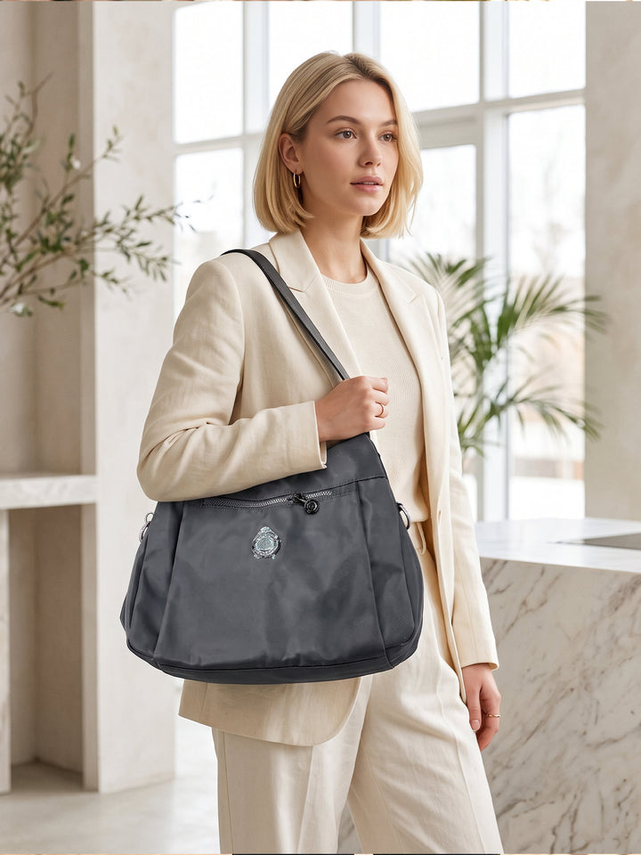 Sleek Grey Crossbody &amp; Shoulder Bag - Water-Resistant Everyday Utility Purse