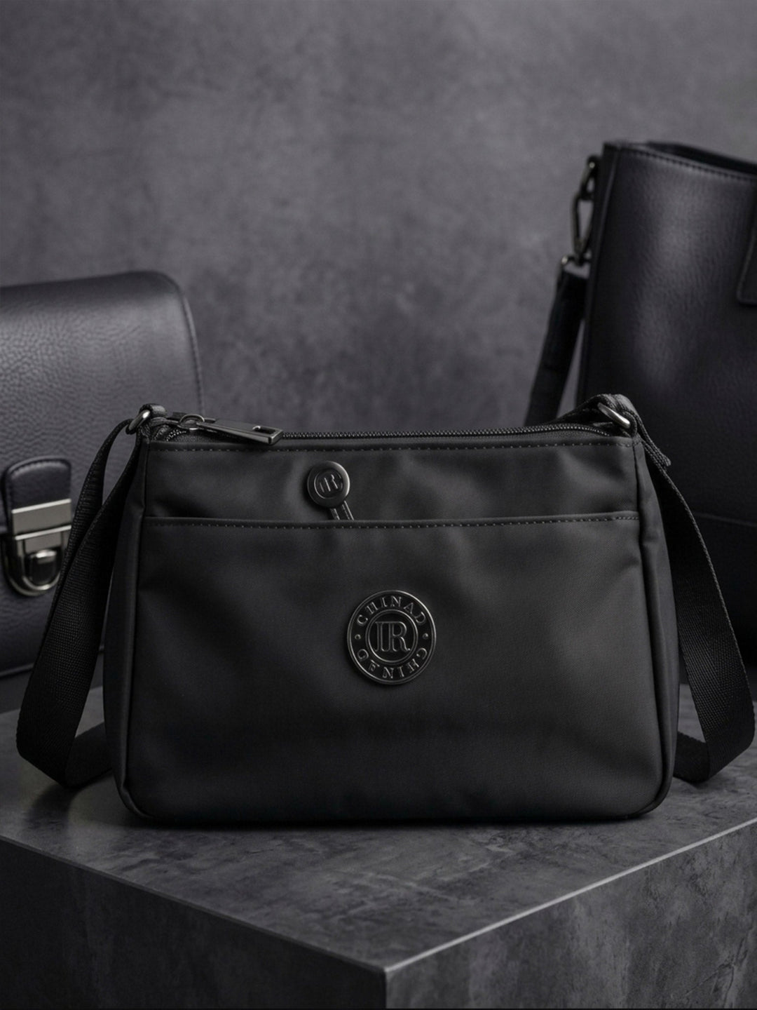 Sleek Black Mini Crossbody Pouch - Lightweight Nylon Everyday Utility Bag