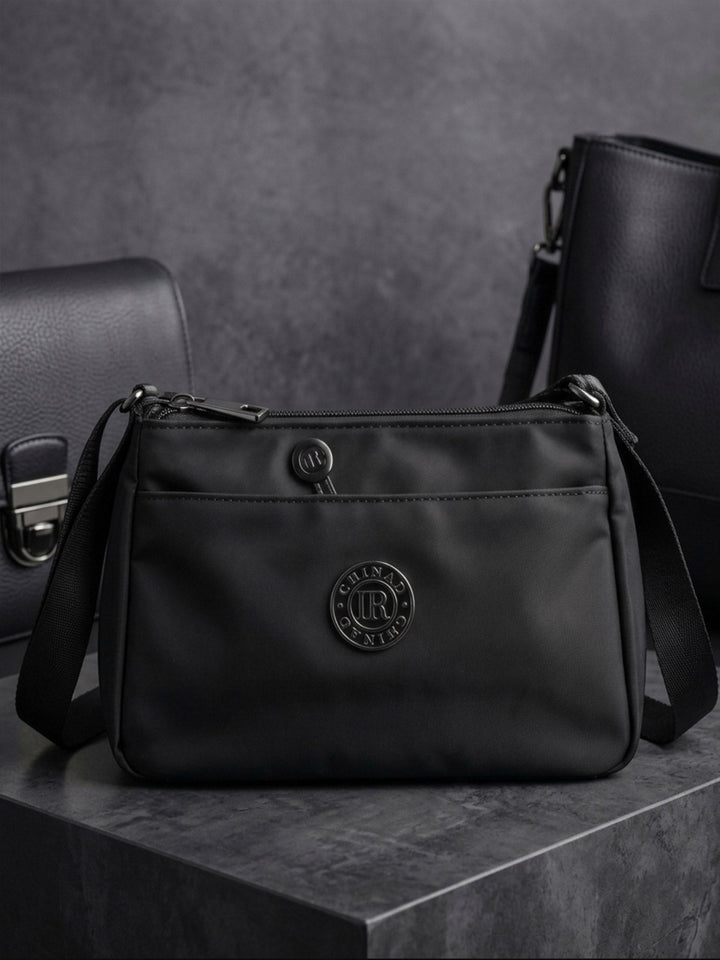 Sleek Black Mini Crossbody Pouch - Lightweight Nylon Everyday Utility Bag
