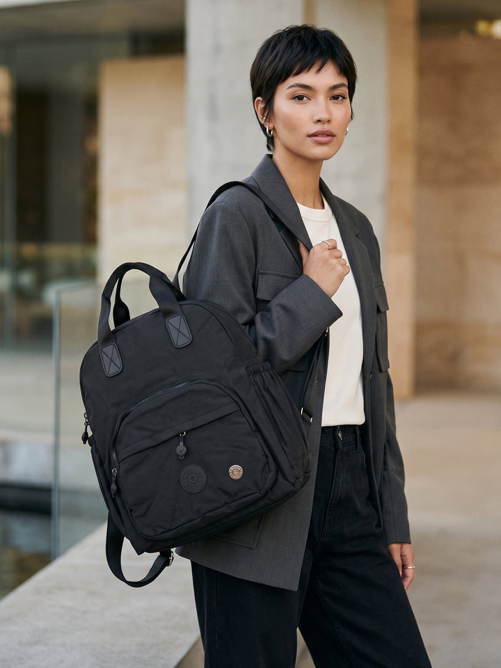 Classic Black Mini Backpack - Lightweight Casual Travel &amp; College Rucksack