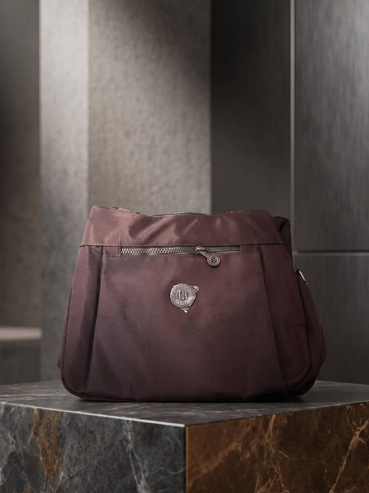 Multi-Pocket Shoulder Bag - Lightweight Nylon Handbag