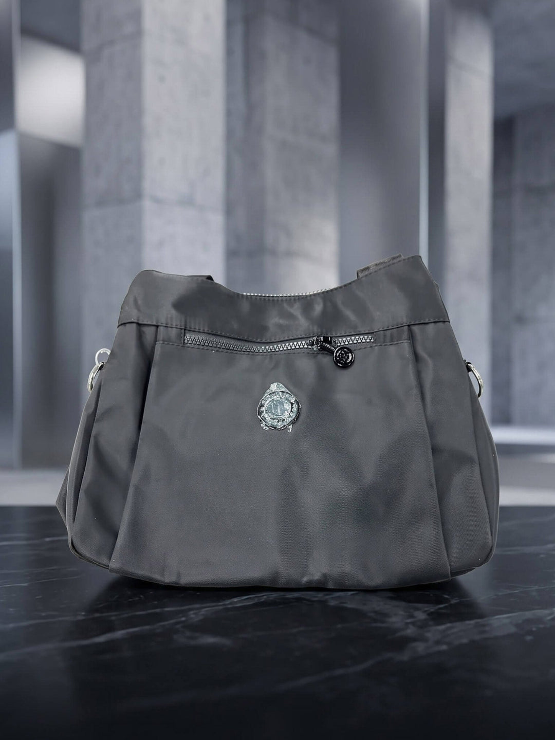 Sleek Grey Crossbody &amp; Shoulder Bag - Water-Resistant Everyday Utility Purse