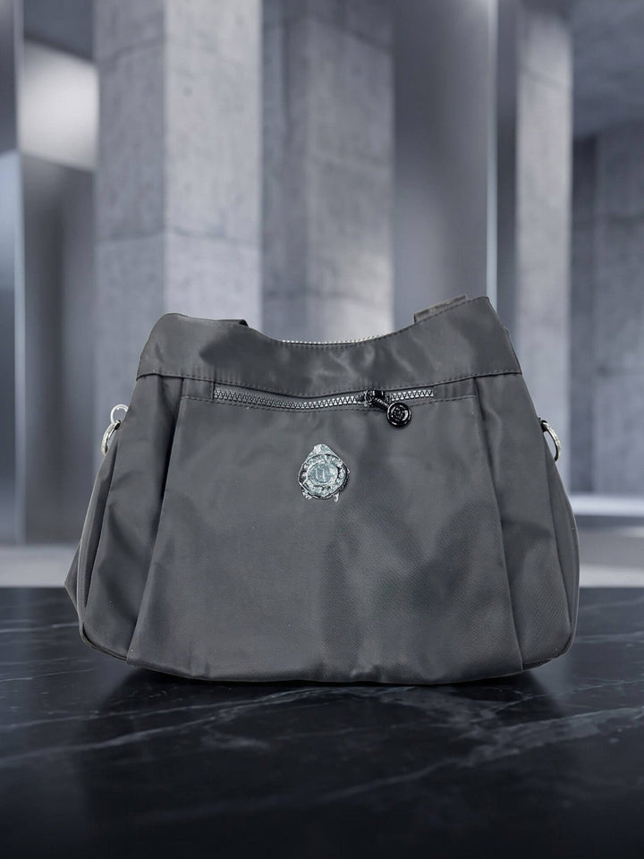 Sleek Grey Crossbody &amp; Shoulder Bag - Water-Resistant Everyday Utility Purse