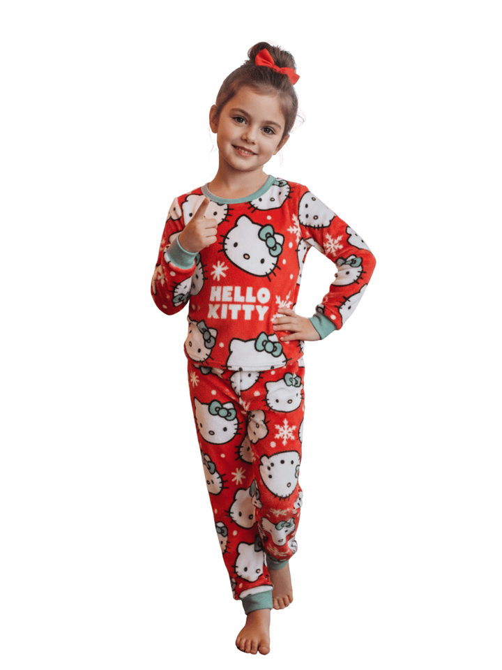 Hello Kitty Girls Red Fleece Pajama Set