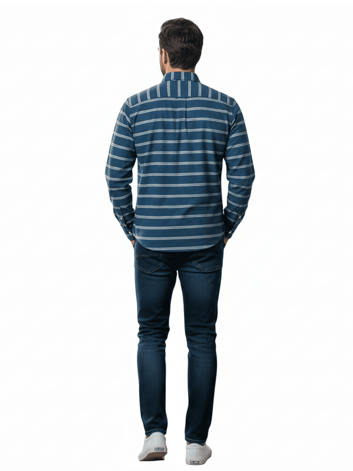 Tommy Hilfiger Blue Striped Long Sleeve Button Down Shirt