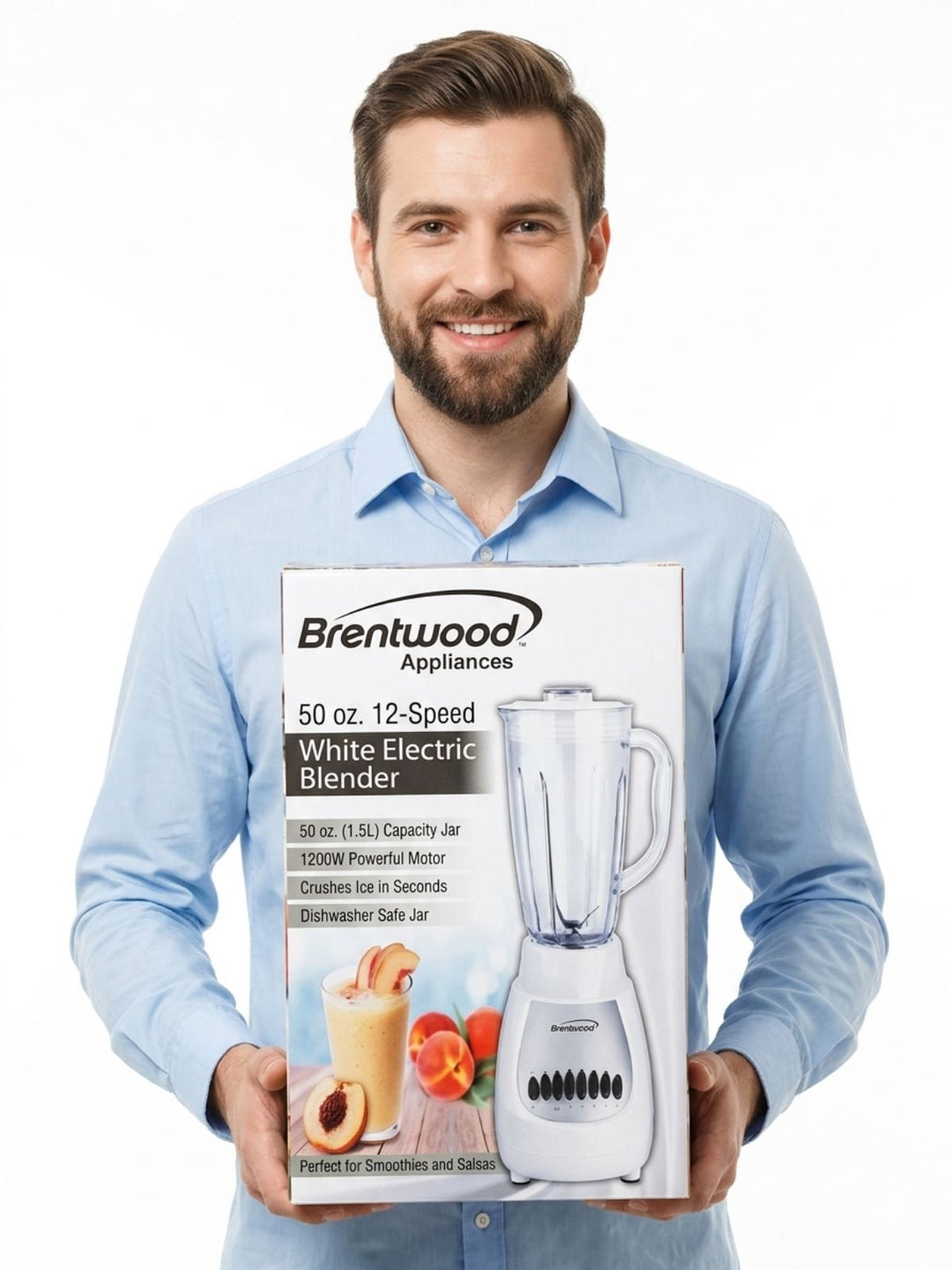 Brentwood Appliances 50 oz. 12-Speed White Electric Blender ...