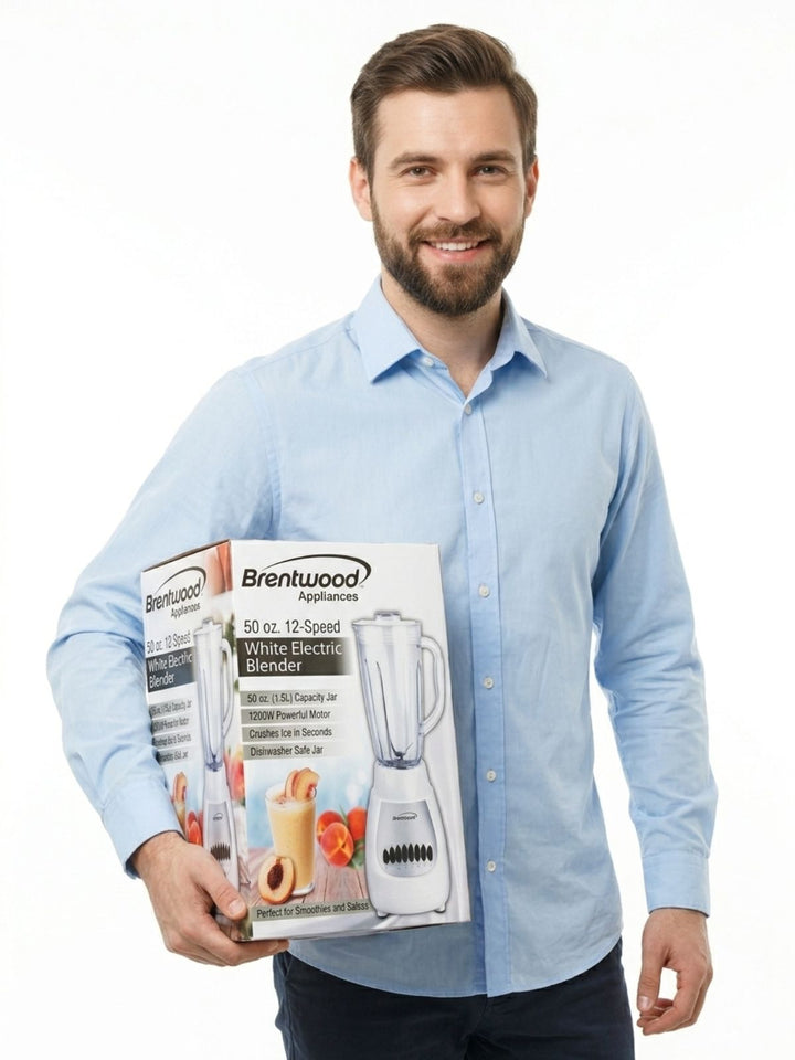 Brentwood Appliances 50 oz. 12-Speed White Electric Blender ...