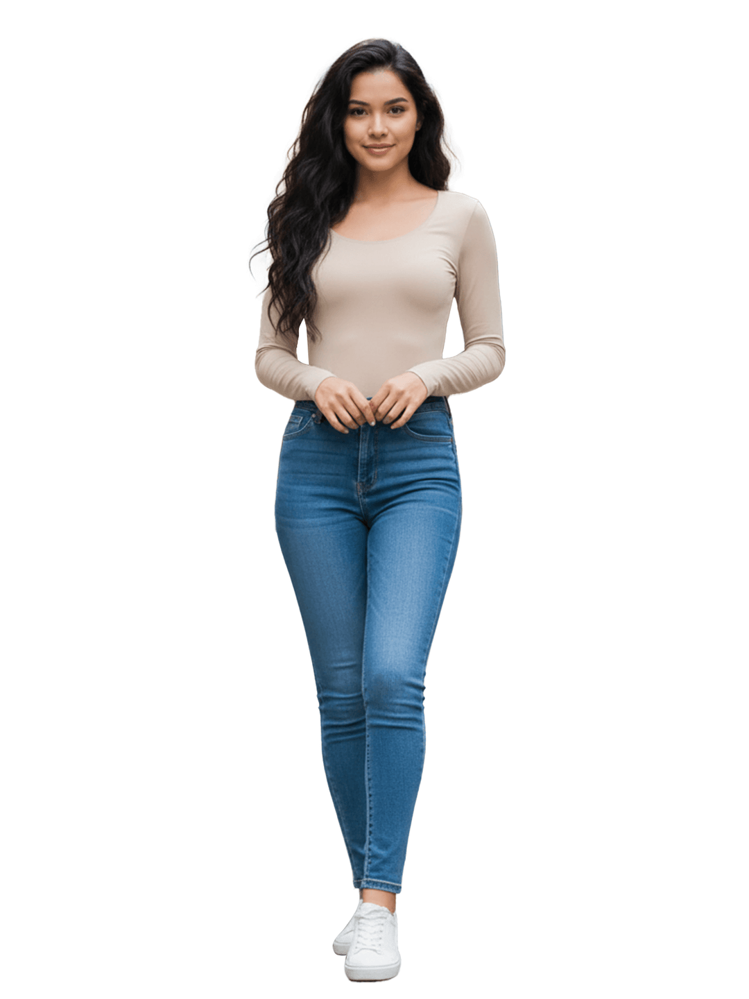 Beige Long-Sleeve Top