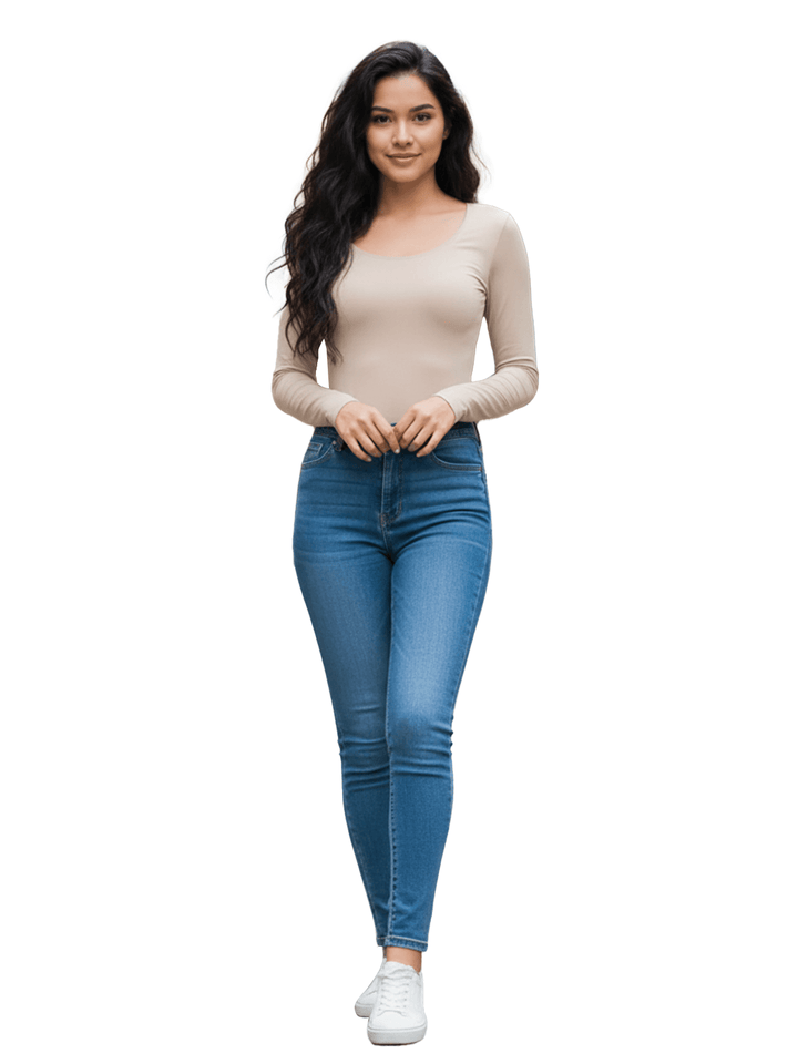 Beige Long-Sleeve Top