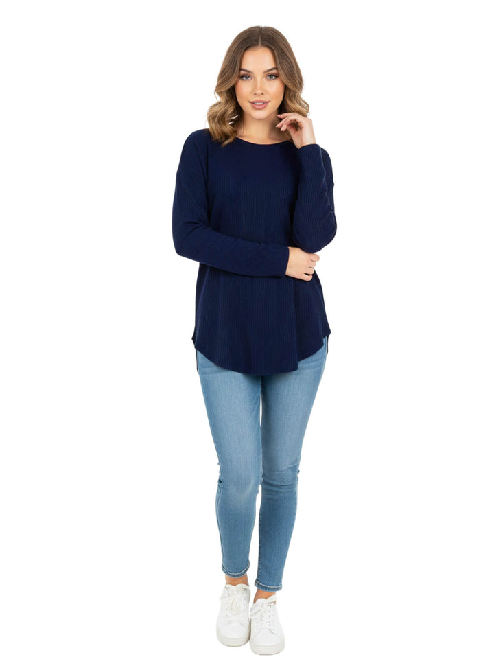 A Soft Rose Blue Long Sleeve Top