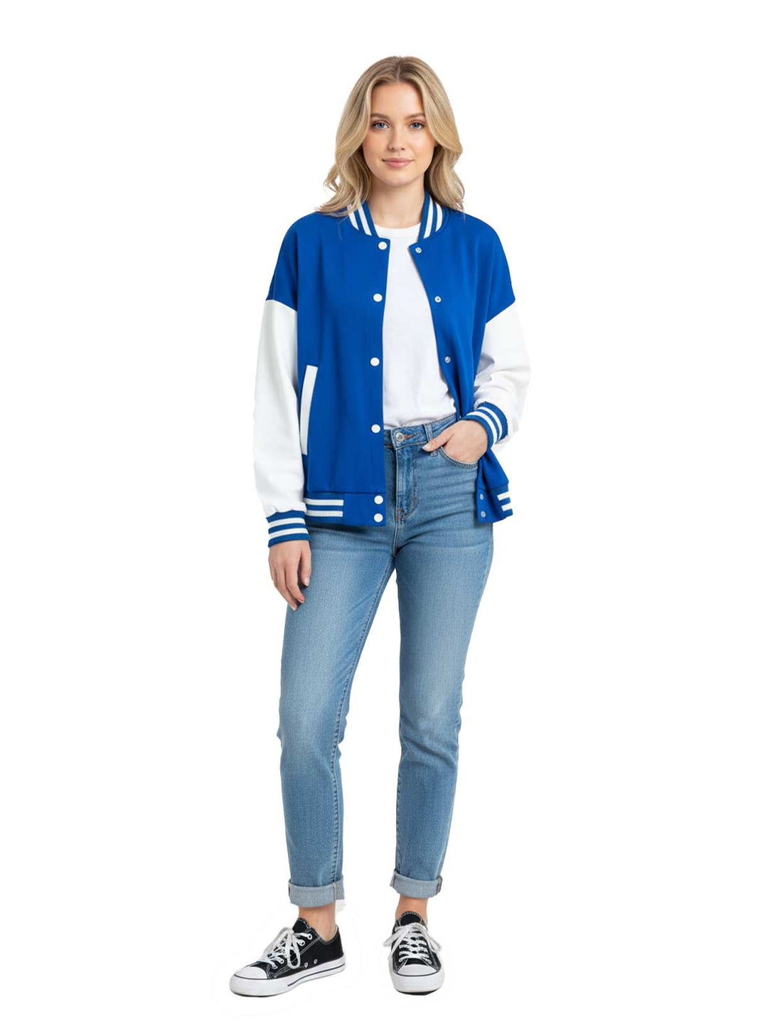 Blue and White Varsity Style Jacket