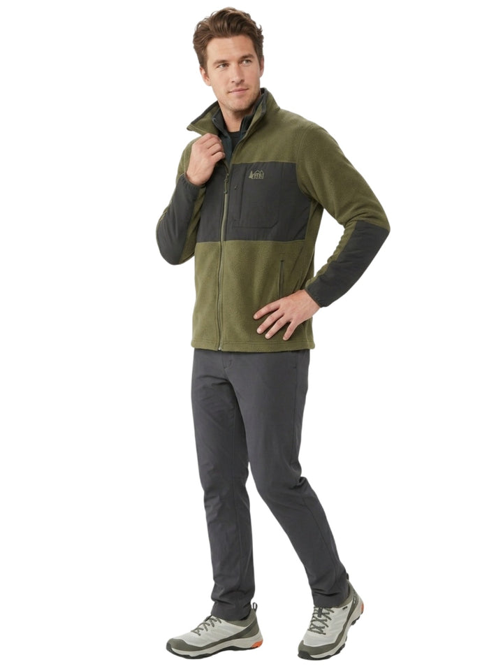 REI Men's Fleece Activewear Jacket Olive Green