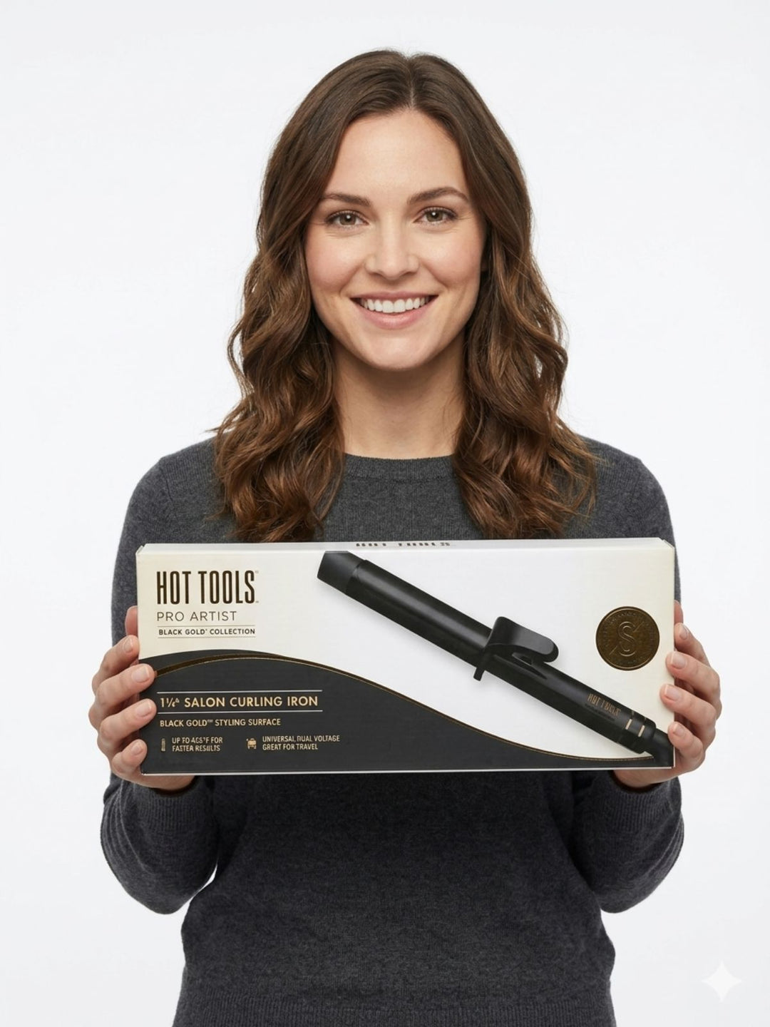 Hot Tools Pro Artist Black Gold Collection 1 1/4 Salon Curling Iron