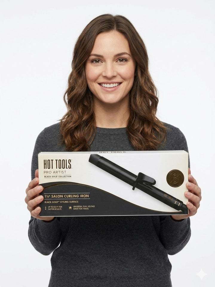 Hot Tools Pro Artist Black Gold Collection 1 1/4 Salon Curling Iron