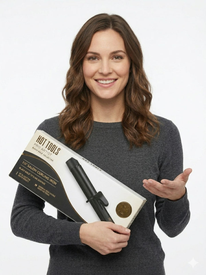 Hot Tools Pro Artist Black Gold Collection 1 1/4 Salon Curling Iron