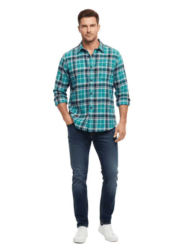 Blue Plaid Flannel Shirt
