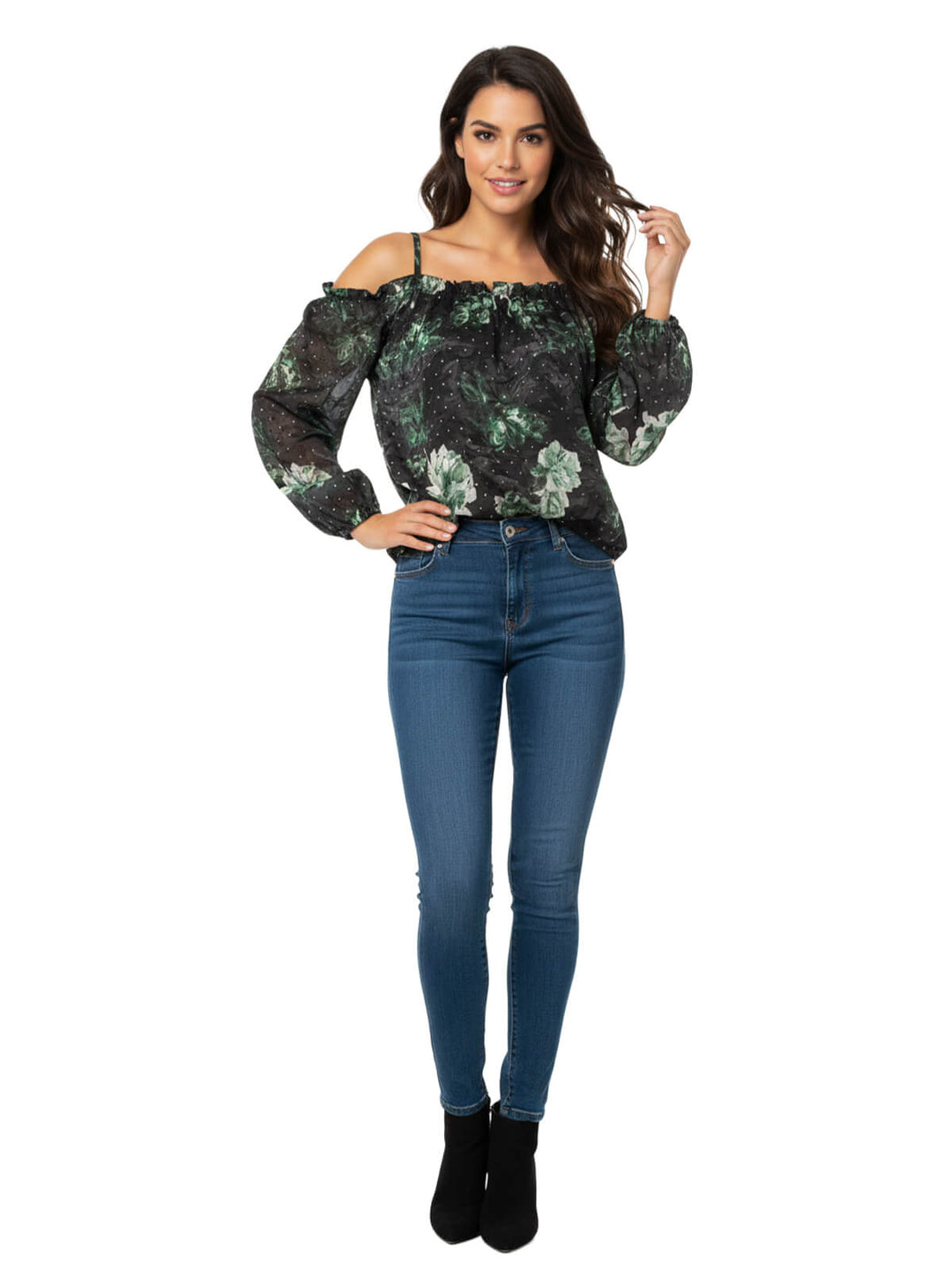 INC International Concepts Women's Smocked Floral-Print Off-The-Shoulder Top