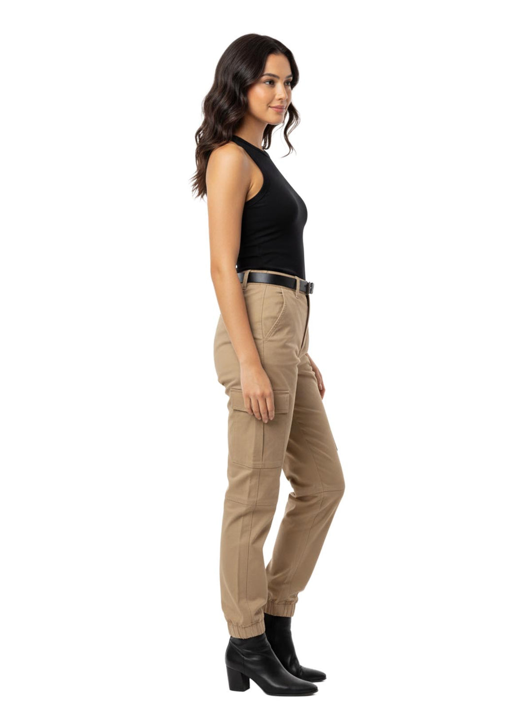 Beige Cotton Cargo Pants