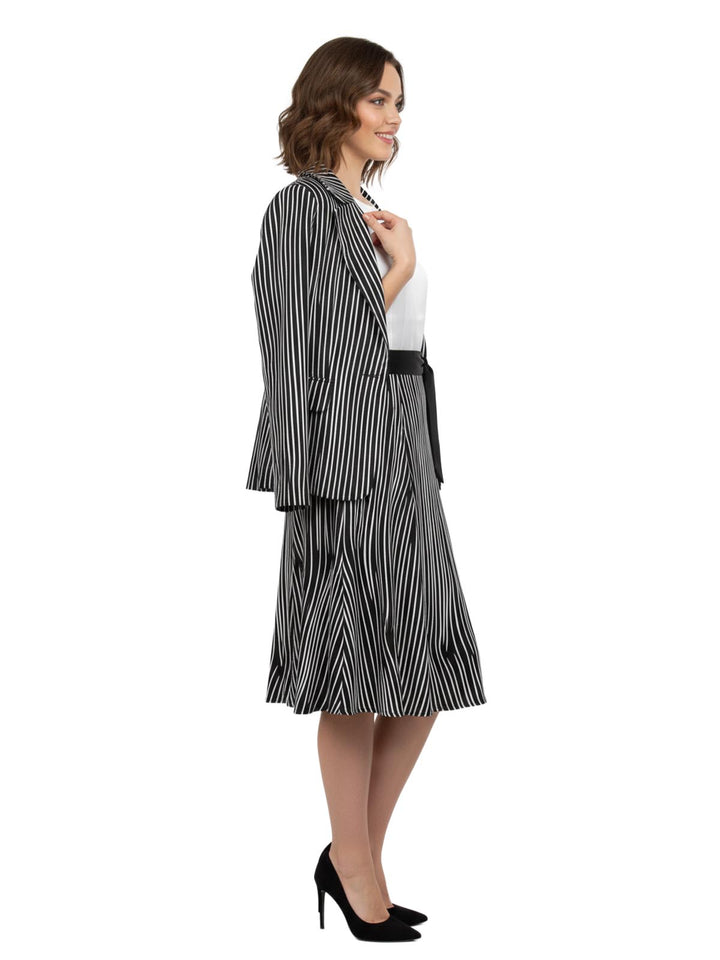 Striped Sleeveless Dress with Blazer Set