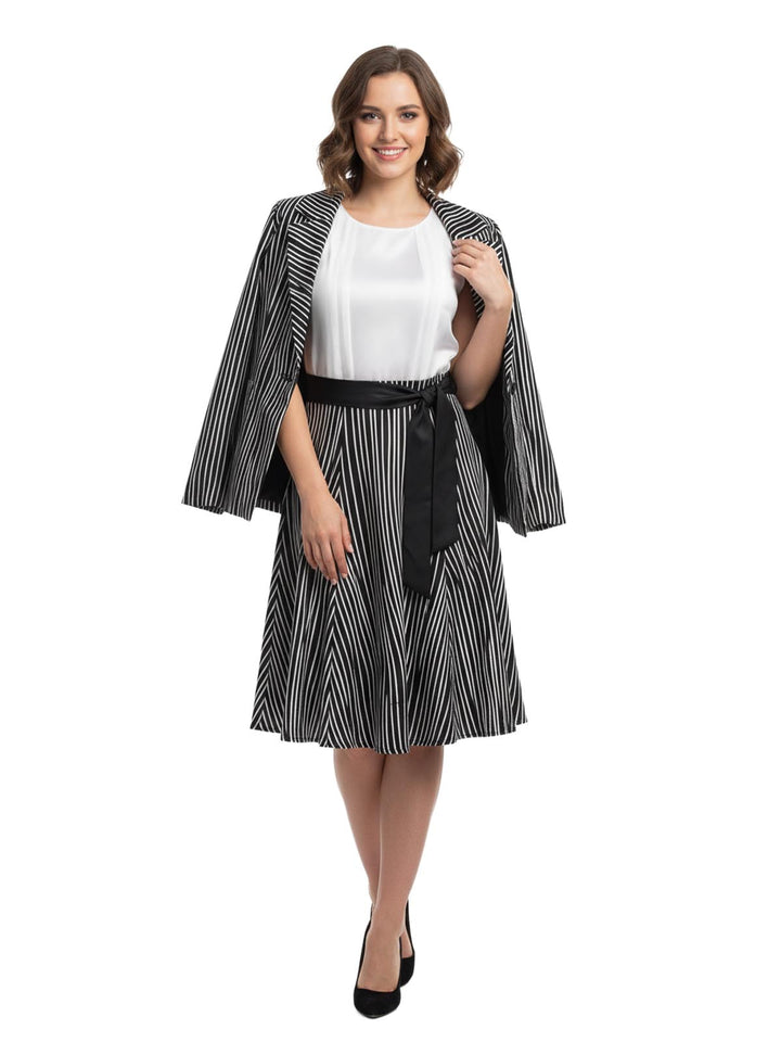 Striped Sleeveless Dress with Blazer Set