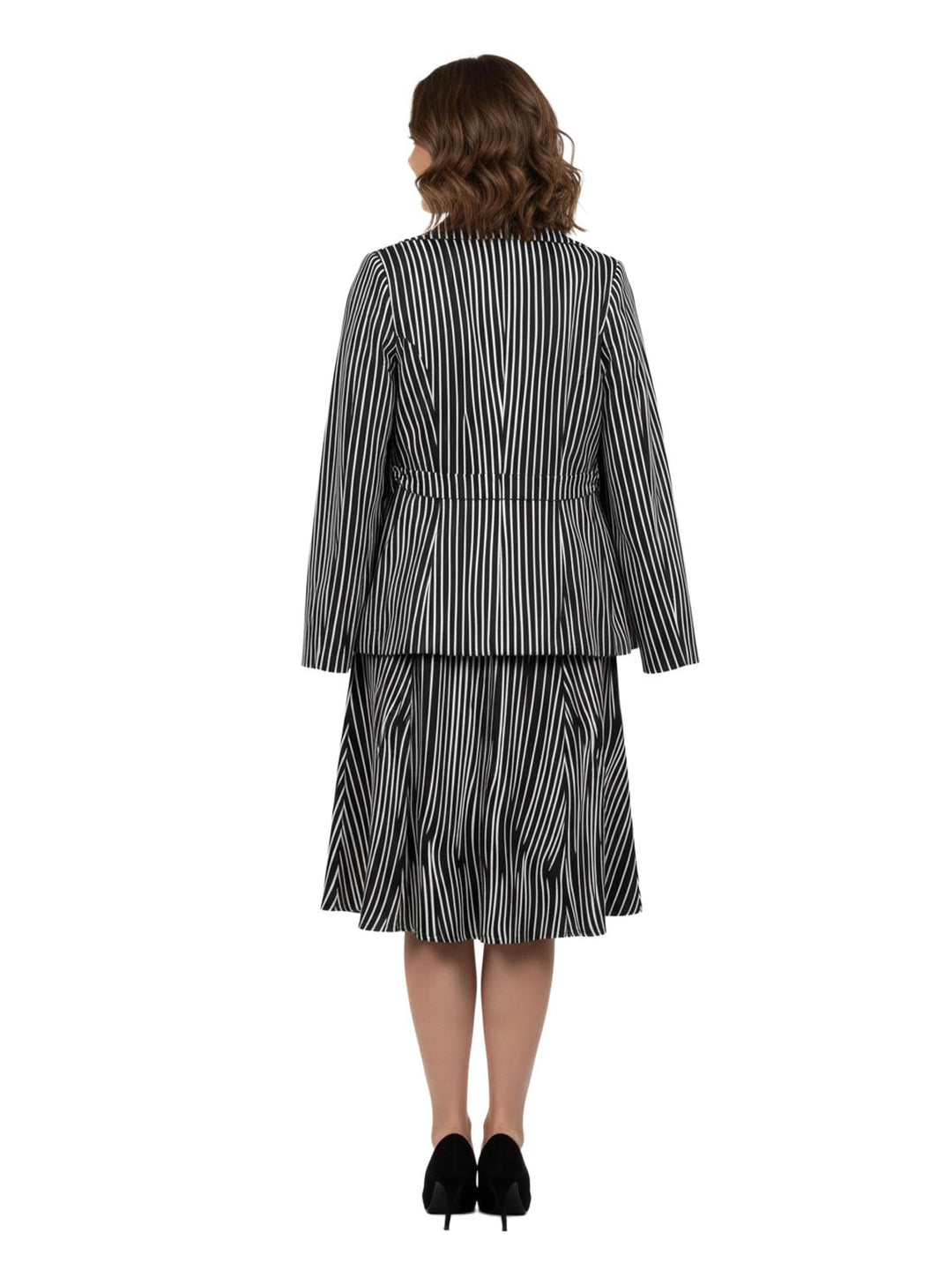Striped Sleeveless Dress with Blazer Set