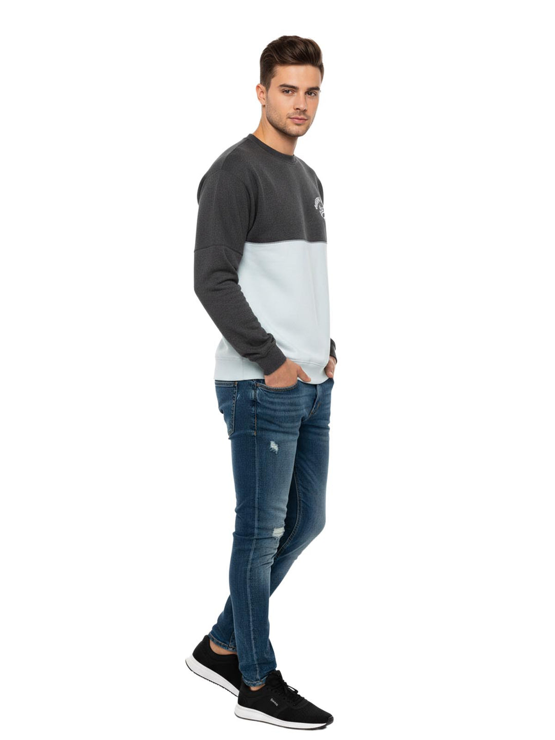 Basix Of America Mount Sinai Softball Two Tone Fleece Crewneck Pullover Sweatshirt Unisex Style : CNR-5000-02