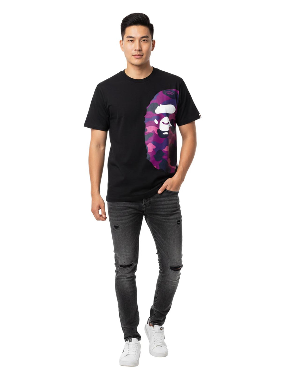 Bape Flame Side Big Ape Head Tee Mens Style : 912668
