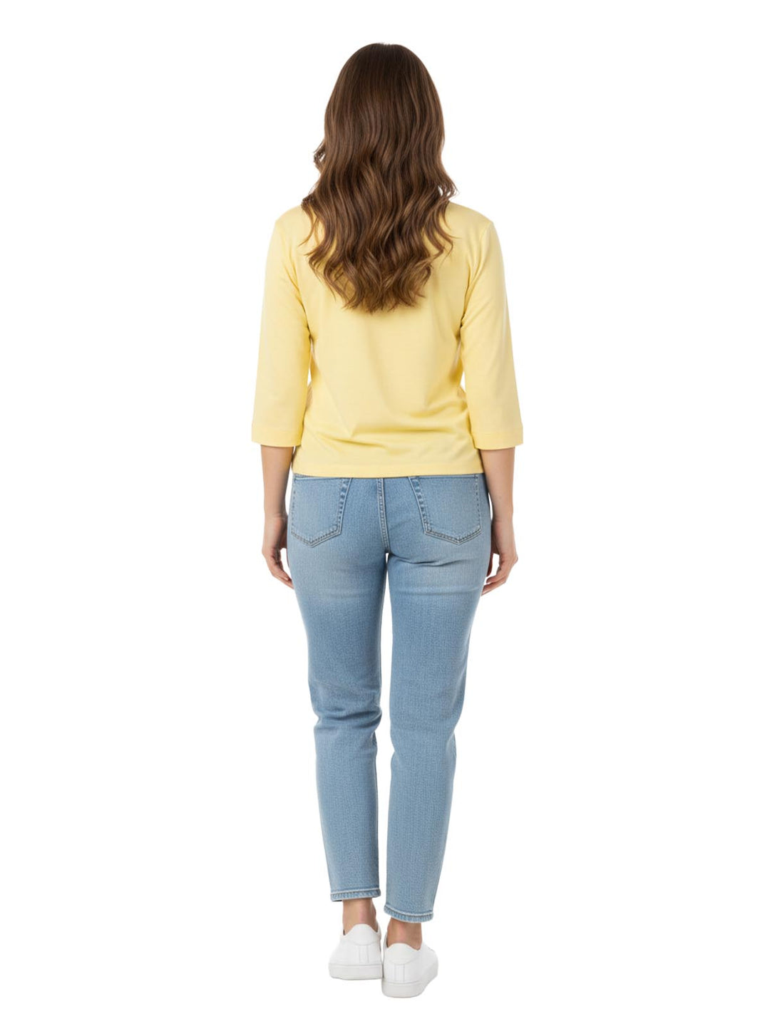 JJILL Women's Yellow V-Neck 3/4 Sleeve Shirt