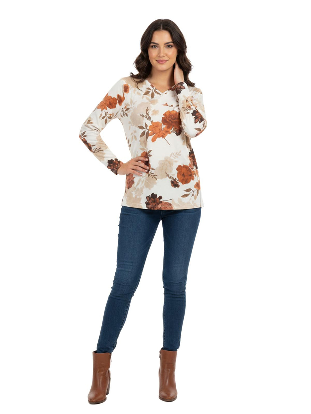 Alfred Dunner Women's Floral Print Long Sleeve Top