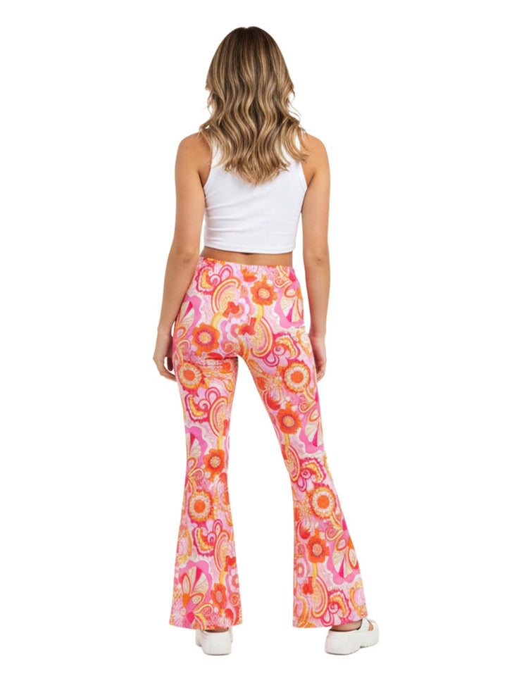 Pink Floral Bell Bottom Pants