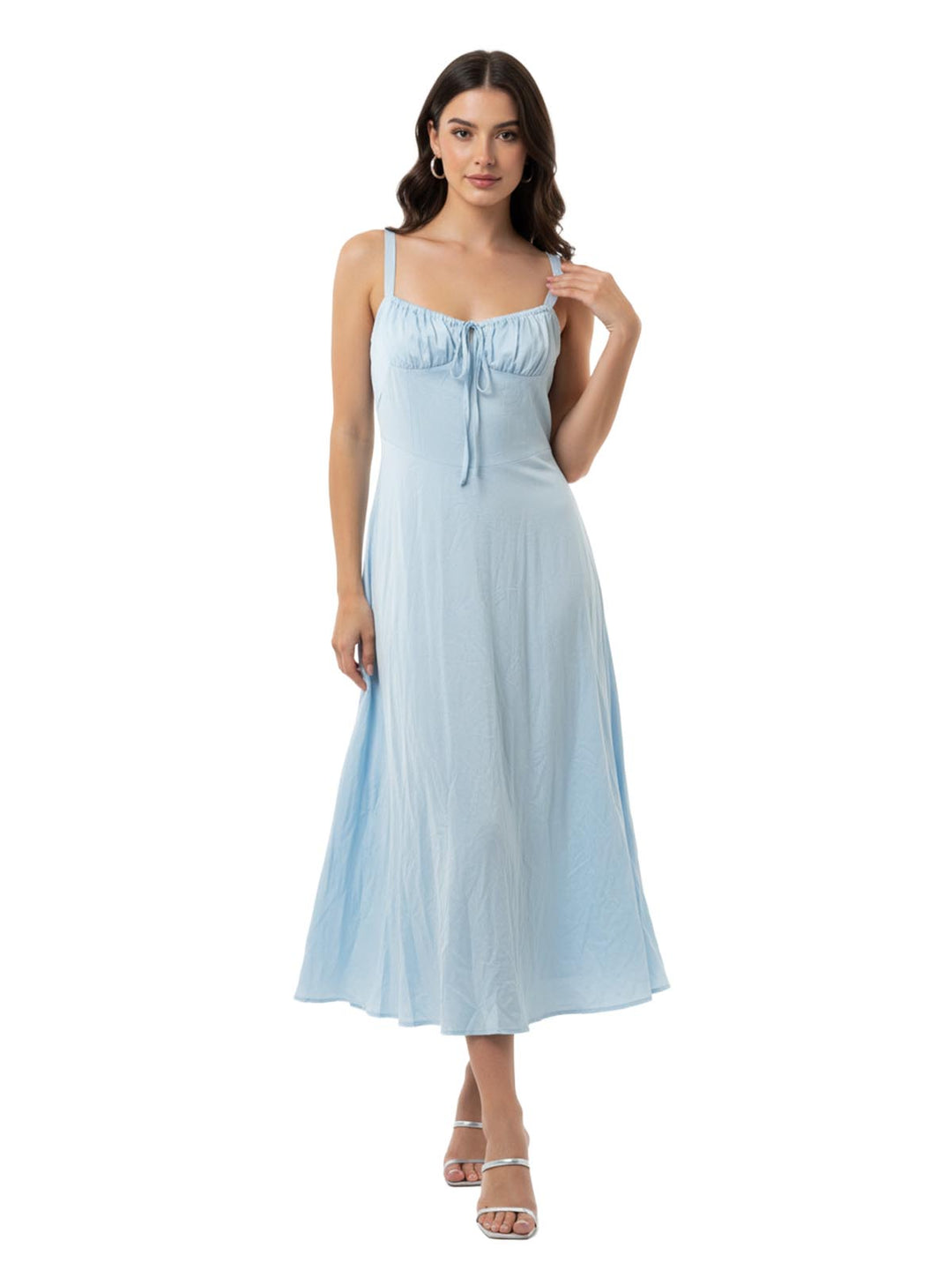 Satin Tie-Front Midi Dress