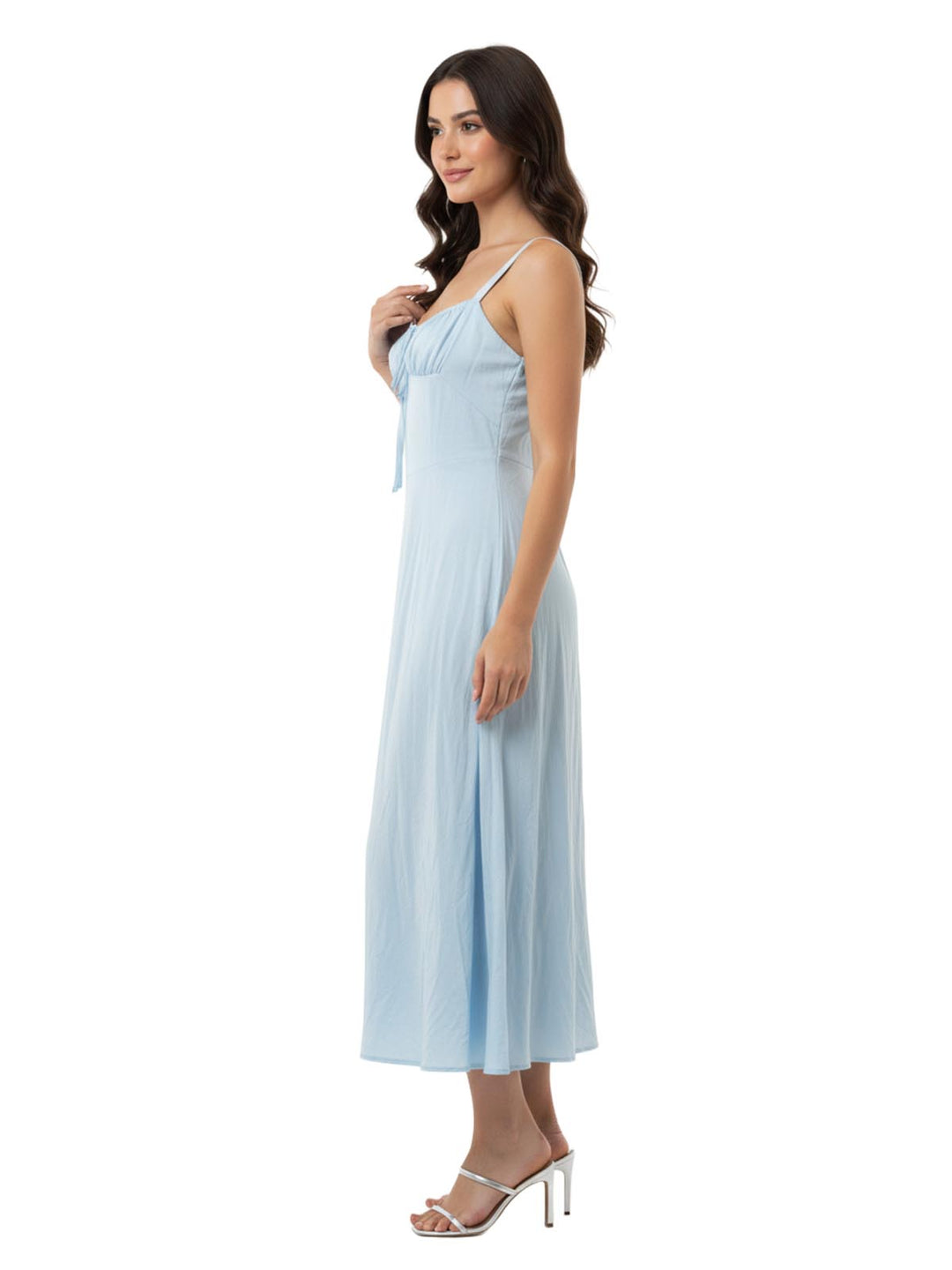Satin Tie-Front Midi Dress