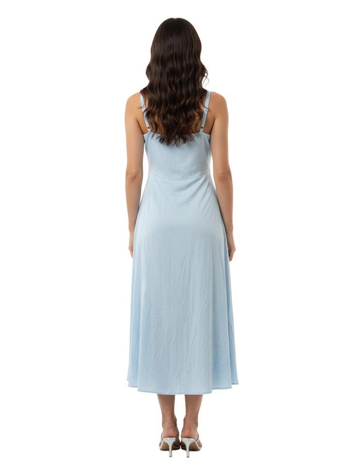 Satin Tie-Front Midi Dress