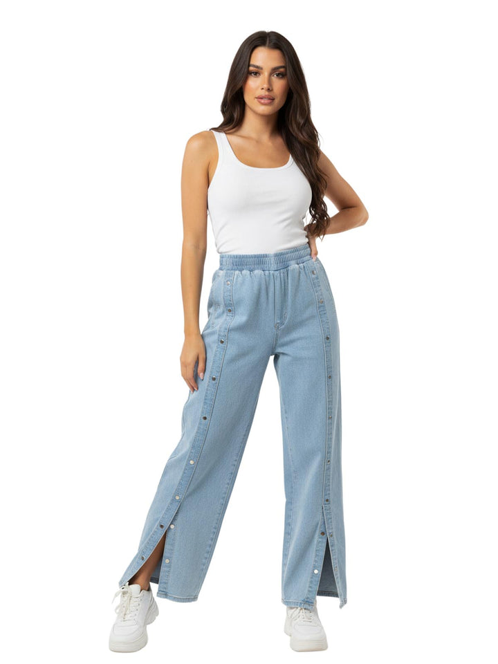 Rolla's Women's Jeans Side Button Straight Leg