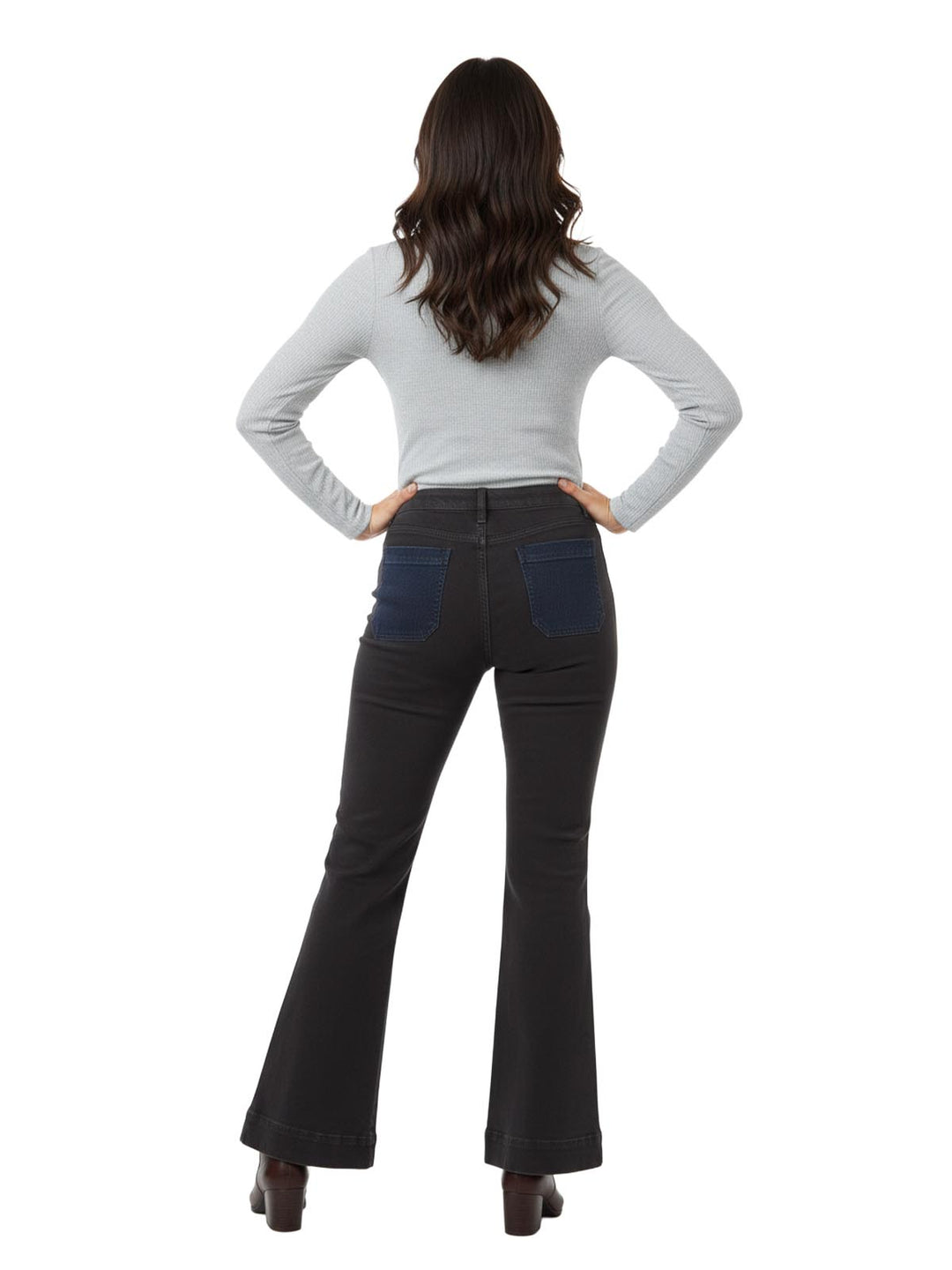 ALYSI Design Toscano Women's Black Cotton Flared Jeans