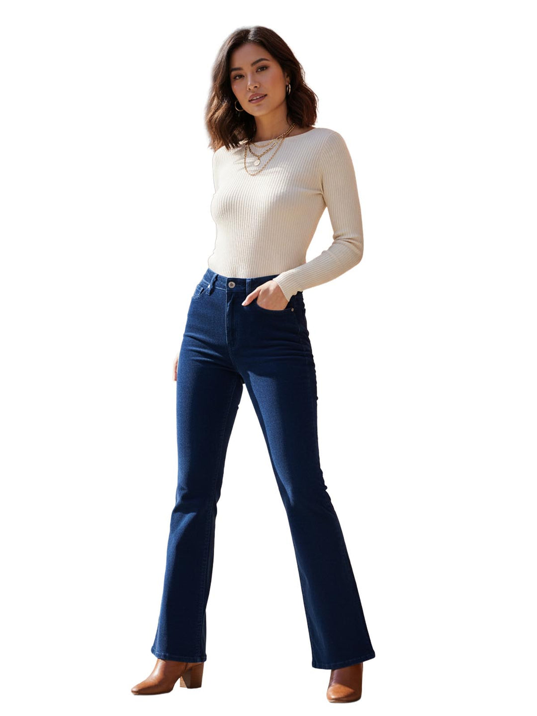 The Cords & Co. Mid Rise Slim Fit Corduroy Flare Jeans Womens Clothing Jeans