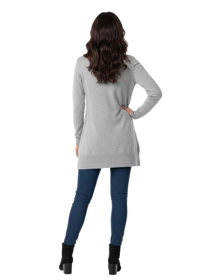 DKNY Jeans Women's Gray V-Neck Long Sleeve Sweater