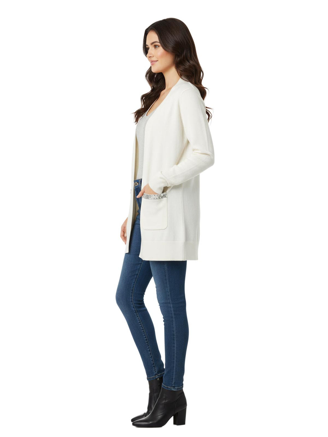 Alfred Dunner Women's Embellished Pocket Cardigan Sweater